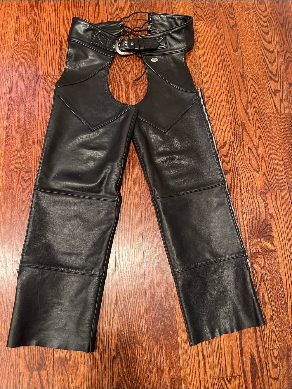 Harley Davidson Genuine Black Leather Chaps Women’s Size M EUC
